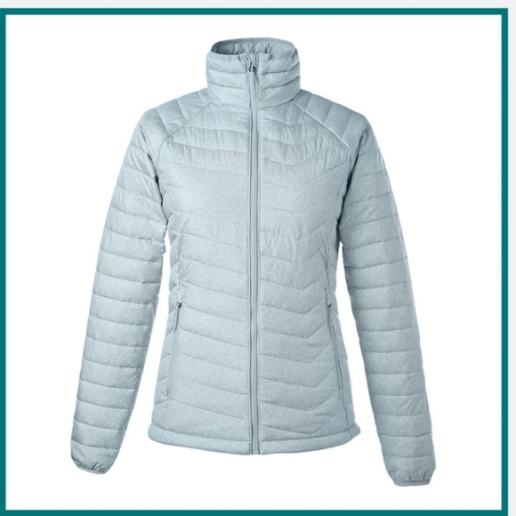 COLUMBIA Omni heat Powder lite full zip jacket. Blue/white plaid. Size Small - Picture 5 of 16